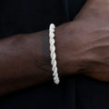Diamond Rope Cuff Bracelet in White Gold- 6mm
