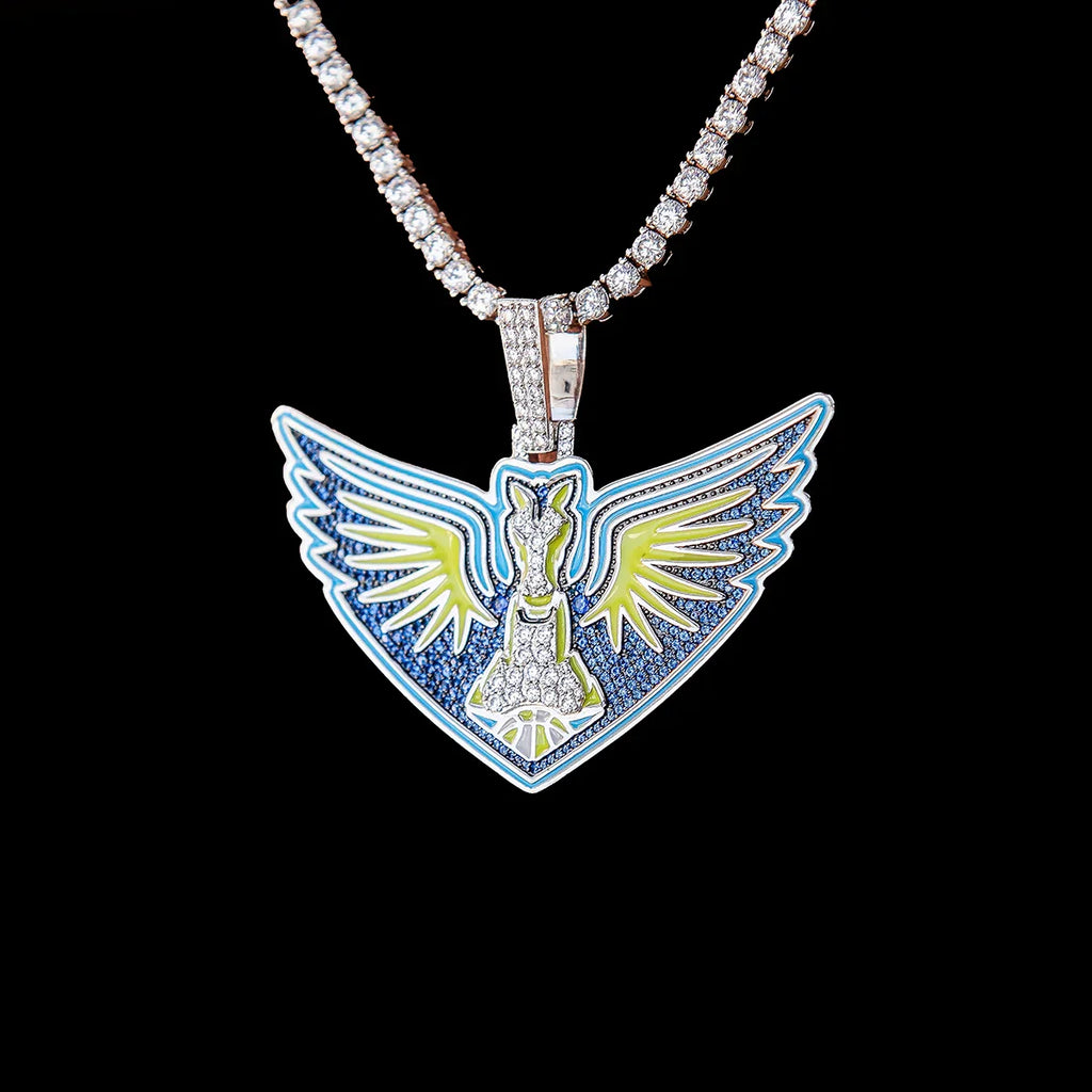 Dallas Wings Official WNBA Logo Pendant in White Gold