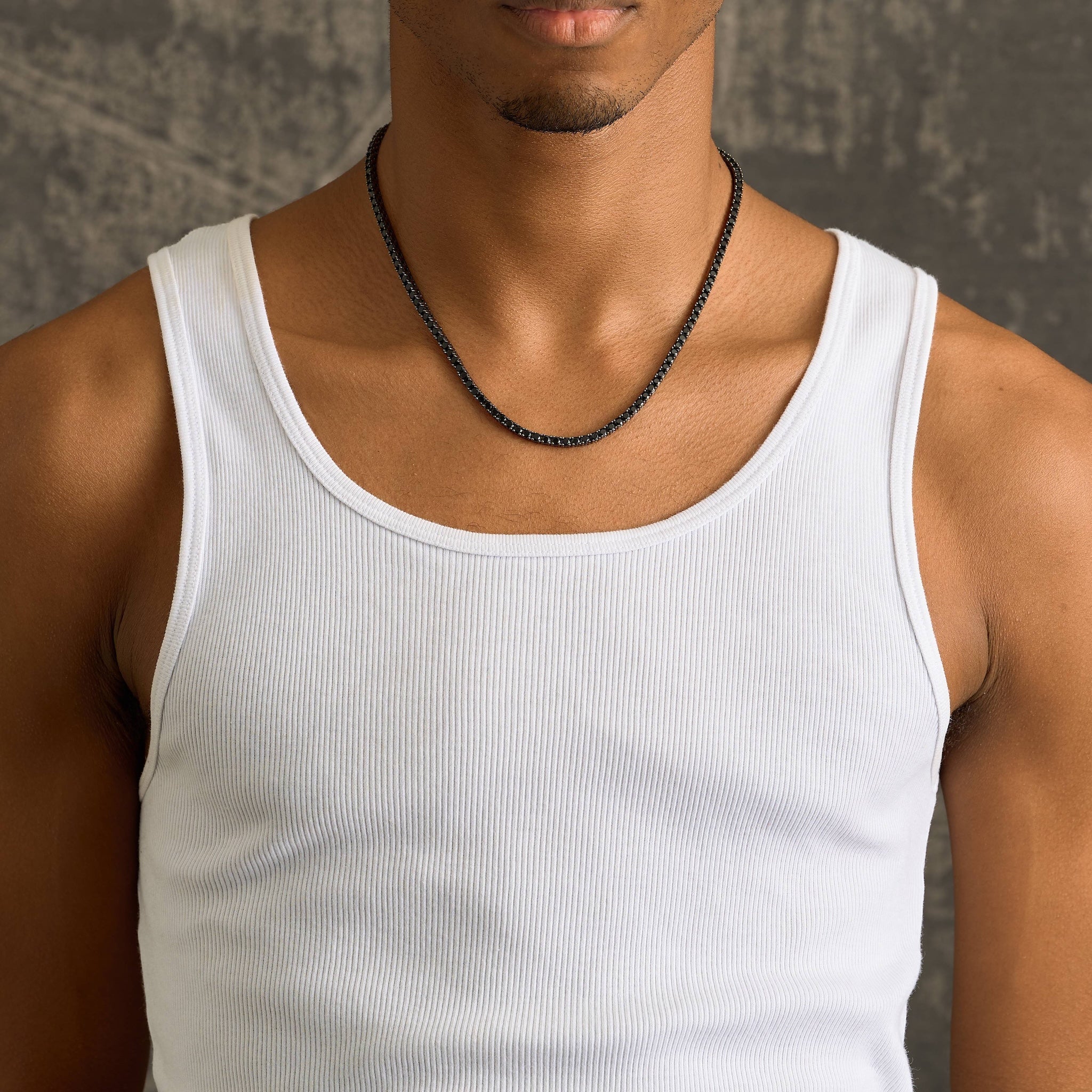 Black Diamond Tennis Chain + Black Diamond Cross Pendant in Black - 3mm