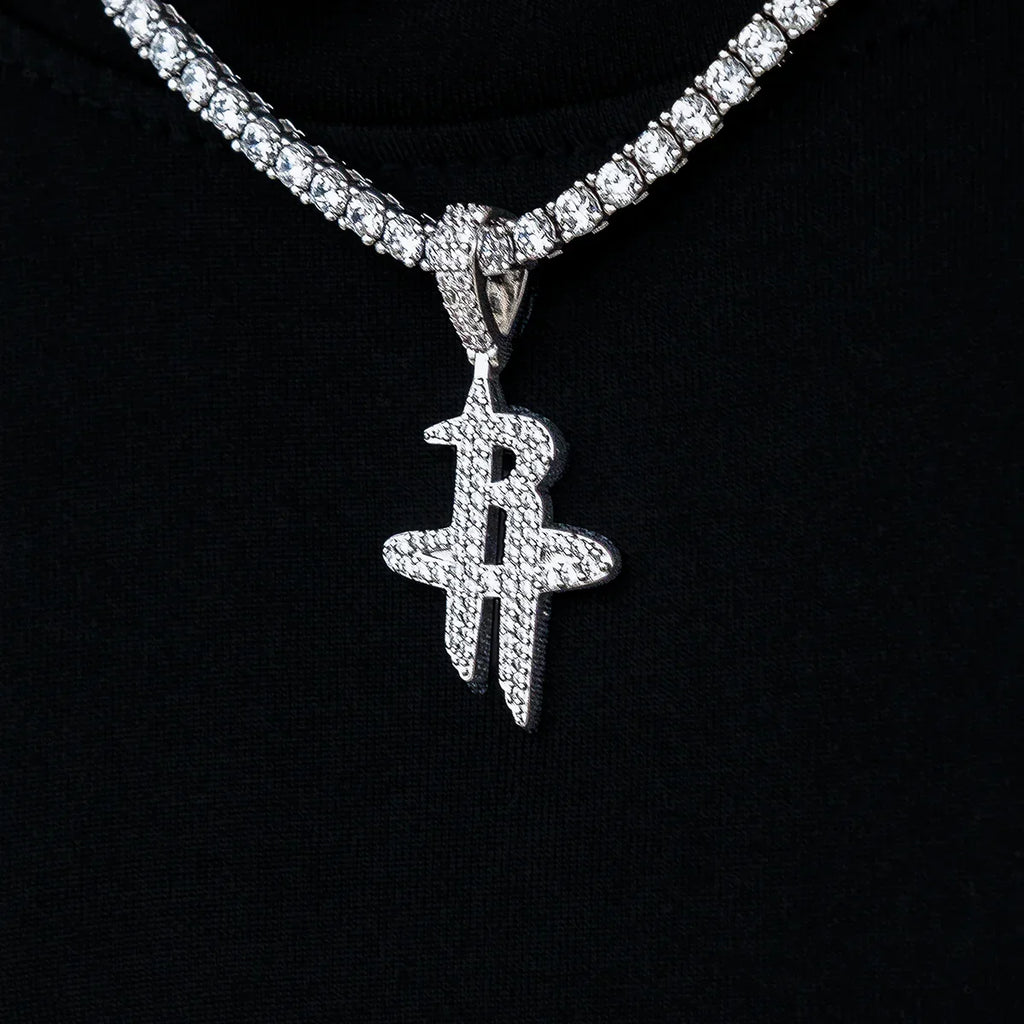 Houston Rockets Official NBA Micro Logo Pendant in White Gold