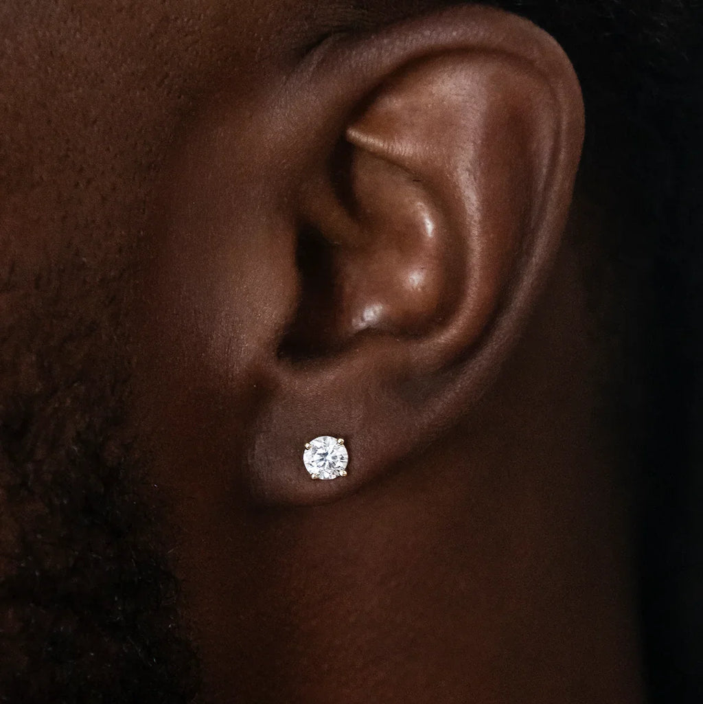 5mm Round Cut Diamond Stud Earrings in Yellow Gold