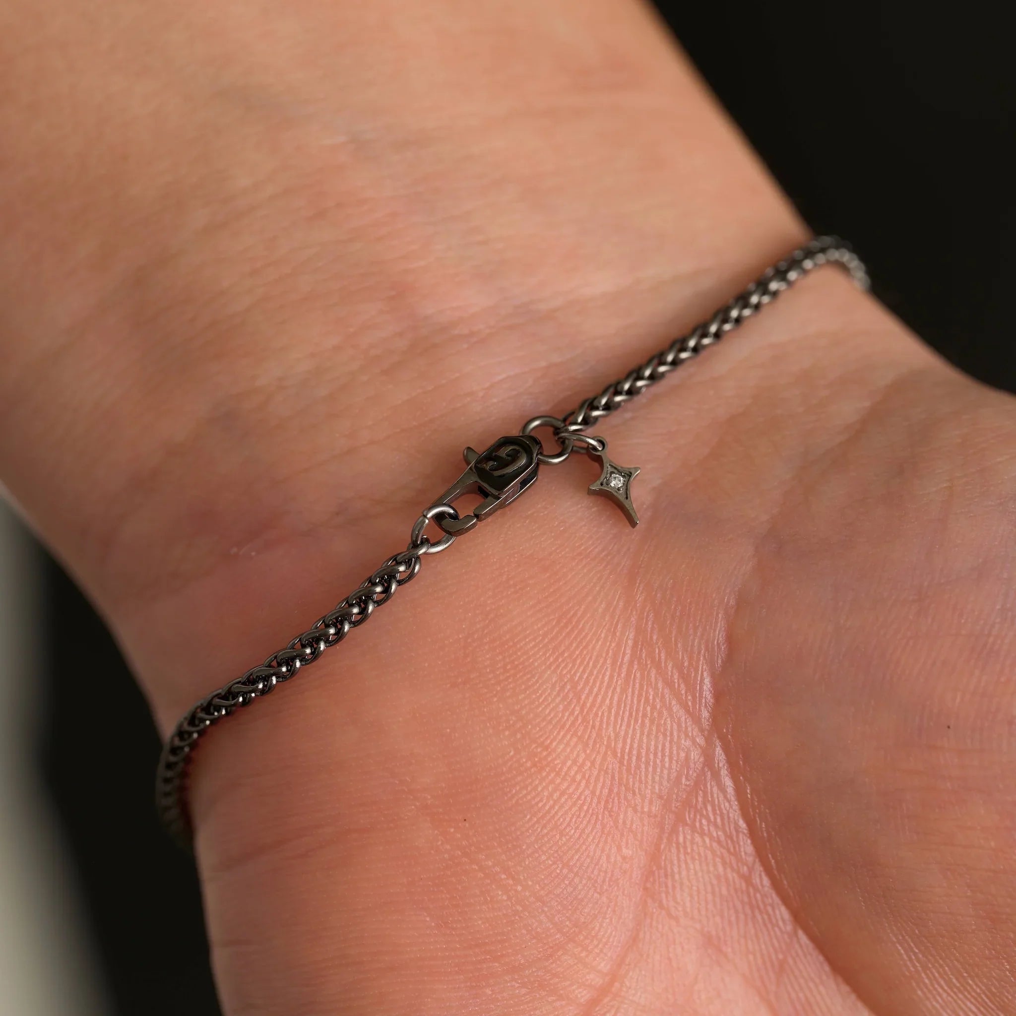 Palm Chain Bracelet in Black - 2mm
