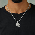 Iced Football Helmet Pendant in White Gold