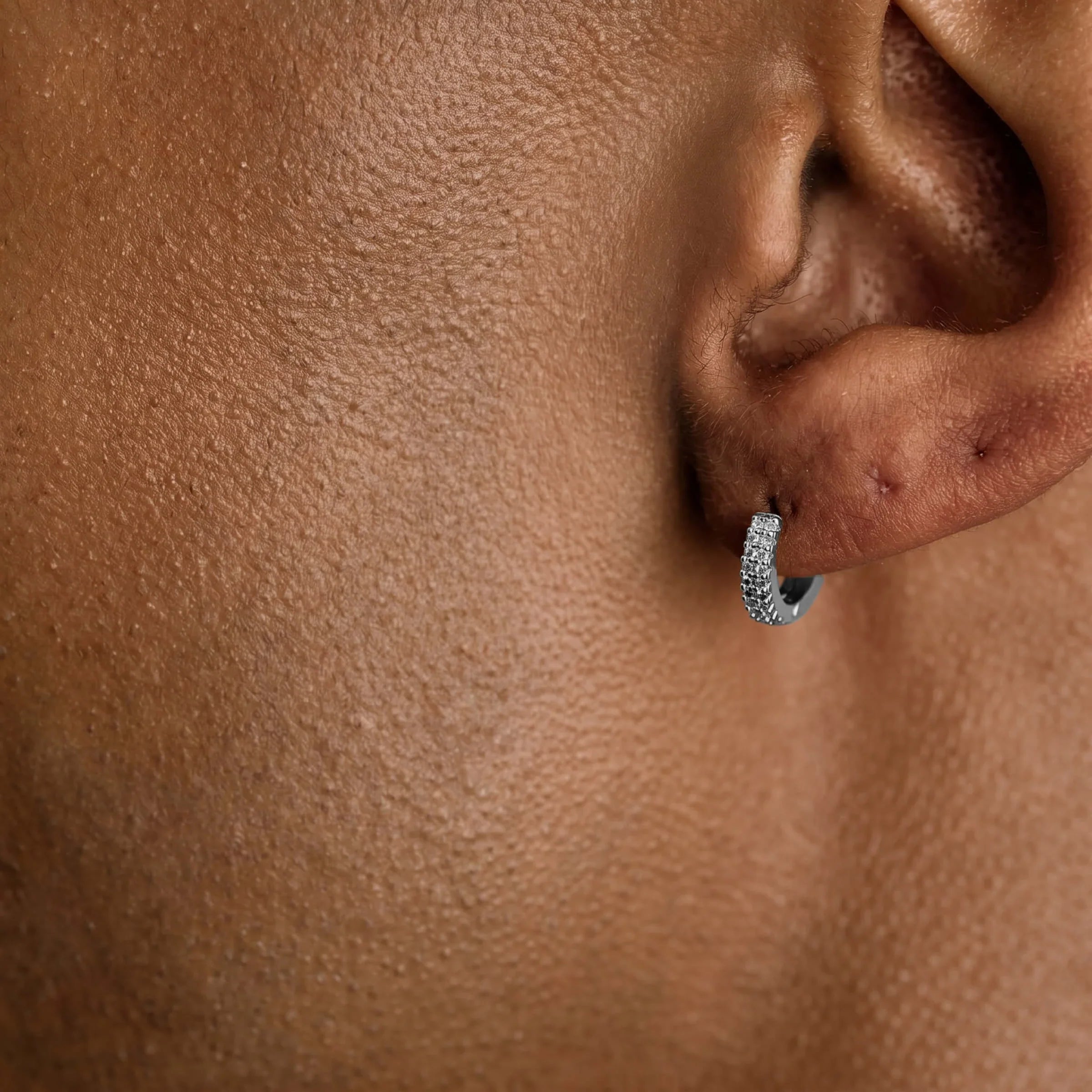 Double Row Hoop Earrings in White Gold