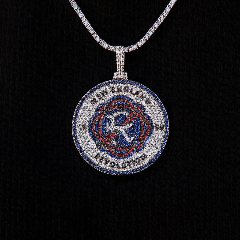 New England Revolution Official MLS Logo Pendant in White Gold