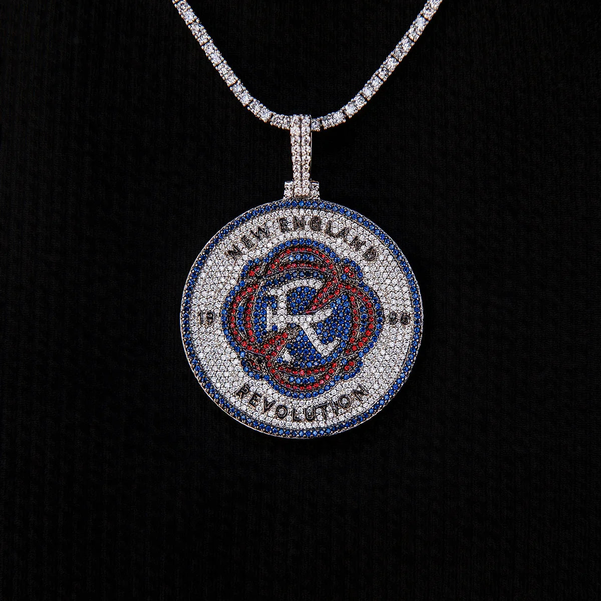 New England Revolution Official MLS Logo Pendant in White Gold