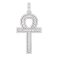 Moissanite Ankh Cross Pendant in Sterling Silver