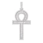 Moissanite Ankh Cross Pendant in Sterling Silver