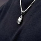 Iced Stitched Football Pendant in White Gold
