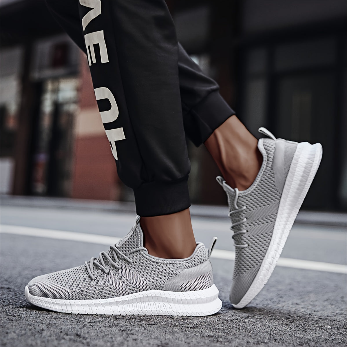 Men's Running Shoes Couple Knit Breathable Lightweight Running Shoes Outdoor Athletic Walking Sneakers, Spring And Summer