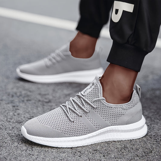 Men's Running Shoes Couple Knit Breathable Lightweight Running Shoes Outdoor Athletic Walking Sneakers, Spring And Summer