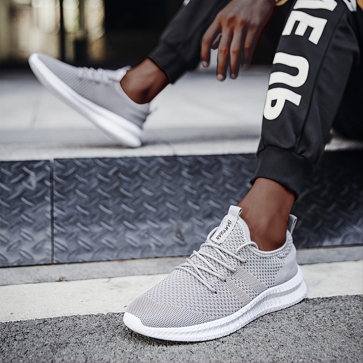 Men's Running Shoes Couple Knit Breathable Lightweight Running Shoes Outdoor Athletic Walking Sneakers, Spring And Summer